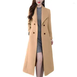 Frauen Trench Coats Herbst Winter Frauen Mode Langes Mantel warme reine Farbe mit Pocket Ladies Outwear hochwertige lose Kleidung für Frauen