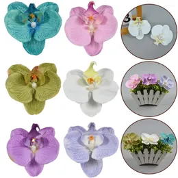 Dekorativa blommor 6st färger konstgjorda phalaenopsis för DIY bröllop juldekoration 9 8.5 5 cm dekorationer tillbehör