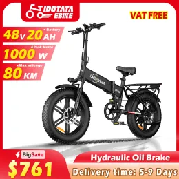 Bicycle IDOTATA EU Delivery 1000W Electric Bike 48V 20AH Folding Mountain Ebike 20Inch Fat Tire Urban Commuting Electric Bicycle 36MPH