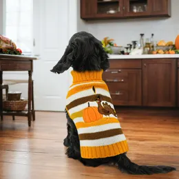 Thanksgiving Dog Sweater: Festive Pumpkin Turkey Knitwear for