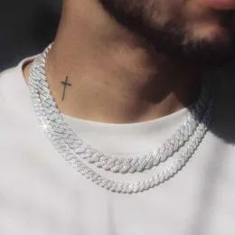 Kubanische Halskette Designer-Halskette von Diamond Test 8-14 mm breiter Gra Moissanit Diamant 18K Gold Sterling Silber Hip Hop Halskette für Männer