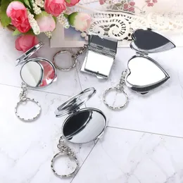 Keychains Portable Folding Mirror Key Chain Pocket Compact Makeup Cosmetic With Ring