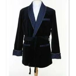 Jackor 2024 Velvet Men Belt Rökja Jackor Designer Shawl Lapel Dinner Party Wear Quilted Loose Vintage Blazers Tuxedo Jacket