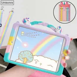 Case Cartoon Unicorn Kids Samsung Galaxy Tab A8 10.5 SMX200 X205 S6 A7 Lite T500 P610 T290 T220 Silikon Tablet Kapak