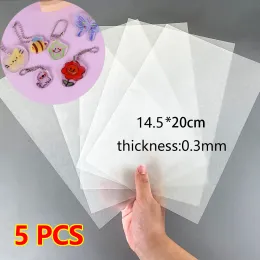 Prägla 5st krympning av plastblad roliga termiska värme krympfilm genomskinliga ark tomma krympkonstfilmpapper för DIY 14.5x20 cm