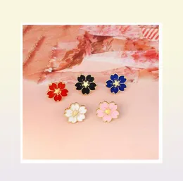 5pcsset Cartoon Cherry Blossoms Flower Brooch Enamel Pins Button Clothes Jacket Bag Pin Badge Fashion Jewelry Gift for girls5382329