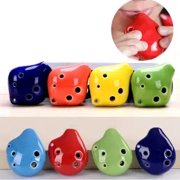 Enstrüman 1pcs Renkli Ocarina Flüt 6 Delik Soprano C Seramik Flauta Time Mini Ocarina Flüt Çocuk Oyuncak Müzik Enstrümanları