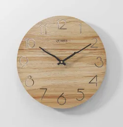 NORDIC Simple Wooden 3D Wall Clock Design moderno para sala de estar decoração de arte de parede de cozinha de madeira pendurada relógio de parede decoração de casa H7860465