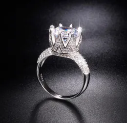 Promoção Solid 100 925 Sterling Silver Wedding Rings Jóias Coroa para Mulheres 8ct Anel de noivado de Diamante simulado SZ 510 Y13352727