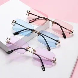 Outdoor Eyewear For Women Men Tinted Retro Rectangular Sunglasses Frameless Square Glasses Transparent Rectangle