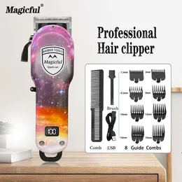 Terrimer per capelli un magico taglialing per capelli per uomo professionale ricaricabile ricaricabile a battuta di litio rasatura elettrica regolabile Q240427