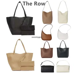 حقيبة يد Luxurys The Row Park Tote Bag أعلى جودة امرأة نصف قمر مصمم أكياس الكتف الكتف رجال دلو حقيقية جلدية محفظة الغداء مربع المتسوق كروس جذع القابض