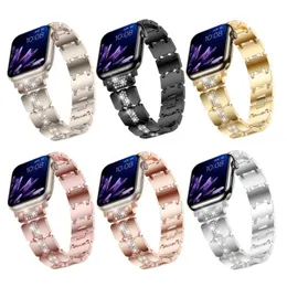 Apple Watch Luxury Straps bayanlar için Apple Watch Ultra Bantlar 49 45 44 42 41 40 38mm Metal Bling Iwatch Kadın Kemer Bileklik Saat Bantları 9 8 8 7 6 5 4 3 2 1