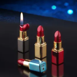 Wholesale Funny Lipstick Shape Cigarette Lighter Refill Butane Without Gas Soft Flame Lighter