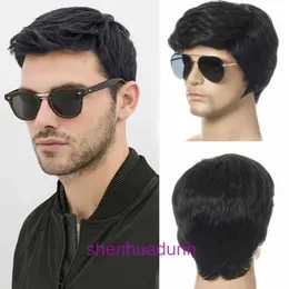 New best-selling mens hair black short chemical fiber headband wig