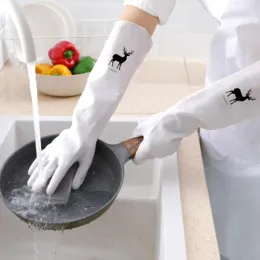 Gloves Female waterproof rubber latex dishwashing gloves kitchen durable cleaning housework chores dishwashing tools