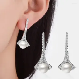 Bolzenohrringe Koreanische Mädchen Strass verjüngte Perle hochwertiger wilder Schmuck Oorbellen Long Ohrring