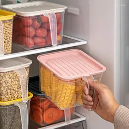 Garrafas de armazenamento recipientes de alimentos plásticos de cozinha cereais a granel de jarra selada refrigerador tanque transparente com punhal portátil caixas