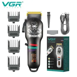 Hårtrimmer VGR Hair Clipper Electric Professional Frisör Cordless Digital Display Mens V-699 Q240427
