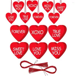 Party Decoration 10Pcs Printed Sweet Love Wood Hanging Craft Red Heart Chips Scrapbook DIY Accessories For Wedding Valentine's Day Decor