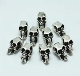 100PCSLOT EVIL SKULL HEADS SKELETON ZINC ALLOY BIG HOLE CHARM BEADS FIT EUROPEAN CHAIN BRACELET PARACORD ASSESORIE8890223