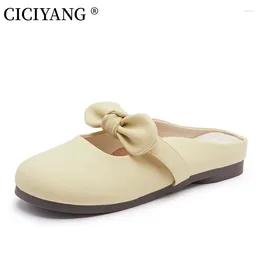 Тапочки Ciciyang Half Women Summer Ofen Wear 2024 Baotou Muller Shoes Girl Lik Heel Sandals