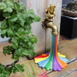 Gartendekorationen realistischer Frosch Regenbogen Wasser Wasserhahn Oramentlebiger, lustiger handbemalter Statue