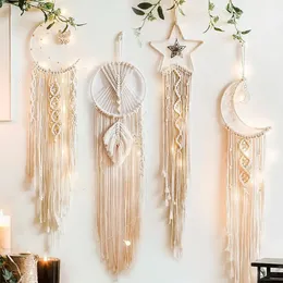 Macrame Dream Catcher Boho Home Decor in Home Moon Ramadan Decoration Wall sospeso Baby Nordic Room Kids Nursery 240418