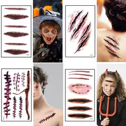 Party -Dekoration Halloween Tattoo Aufkleber gruselige Blutnarben Einweg wasserdichte Dekorationen Streich Cosplay Prom Dekor