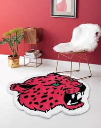 Carpets Irregular Animal Red Leopard Area Rug for Living Room Bedroom Bathroom Fluffy Carpet Funky Home Decor Cute Panther Floor Mat