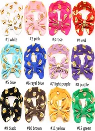 2020 Fashion Golden Dot Big Bow Girl Stirnband Baumwoll Kinder Elastische Haarbänder süße Mädchen Haarzubehör 12 Farben232R7223860