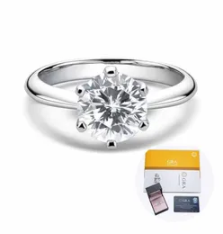 Med Cericate bleknar aldrig 18K vit guldring för kvinnors patiens 20ct rund klippt zirkonium diamant bröllop band brud smycken6424623828