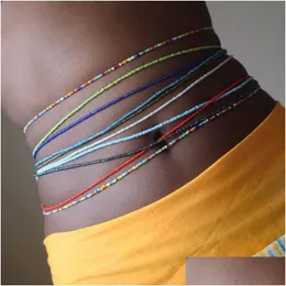 Cadeias de barriga vsco colorf arroz bead mti camadas de cintura artesanal link biquíni jóias jóias corda de corda de corda contas por atacado entrega otdcz