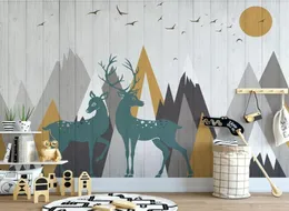 Elk Deer Mountain Carton Wallpaper 3D -Wandbild für Kinder Schlafzimmer Kontakt Papier Wallpapiere Rollen Kunst Wandmalereien Papel de Parde9139083
