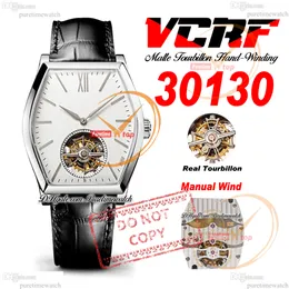 30130 Malte Real Tourbillon Hand Winding Mechanical Mens Watch Vcrf Steel Case White Stick Dial Leather Strap Super Edition Reloj Hombre Montre Puretimewatch