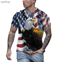 Men's T-Shirts Fashion America Eagle U.S. Flag Graphic T-shirt Mens Clothing T-shirt Womens Cool Street Summer Casual Short sleeved Roba TopXW