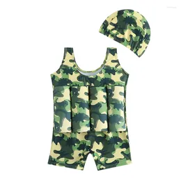 Women's Swimwear Kids Boys Flotation Swimsuit With Adjustable Sticks Camouflage Floating One Pieces Cap 1-5 Years For Boy