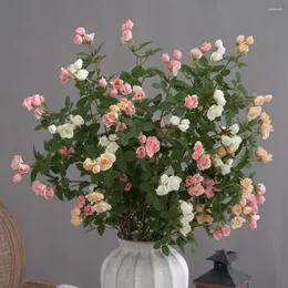 Fiori decorativi artificiali ramo lungo mini rosa fiore finto realistico colore brillante faux seta nordica decorazione casa vera rose