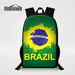 Rucksack Modefußballschule für Teenager Jungen Brazil Flaggenstil Bookbags Doppel Schulter lässig Daypack Mochila