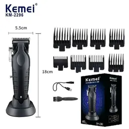 Saç düzeltici KEMEI Profesyonel Erkek Saç Clippers Kablosuz Kesme Kitleri Sakal düzeltici T-Bıçak KM-2296 Q240427