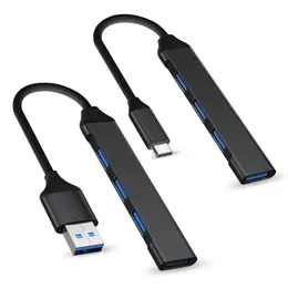 4Port USB 3.0 Hub Hub USB Hub de alta velocidade Tipo C divisor para PC Acessórios para computadores MultiPort Hub 4 USB 3.0 2.0 portas