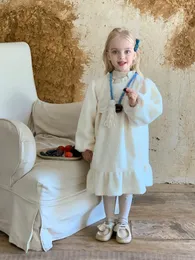 Mädchenkleider Plüsch Winter Kinderspitzen Patchwork warme Prinzessin Kleid