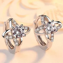 Orecchini per borchie Lucky Clover Crystal Zircone Diamonds Gemstones Clip On For Women White Gold Oro Color Jewelry Gifts Brincos