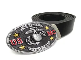 Modebälten för män med USA Marine Corps USMC Quotsemper Fiquotquot Til You Diequot Big Belt Buckle Cowboy CL7422591
