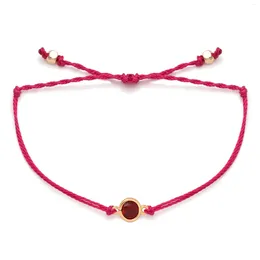 Bracelets de charme bem fofos minúsculo vinho vermelho cúbico zirconia bronze pulseira ajustável Mulheres menina 2024 Moda Brown Waxe String Jeia