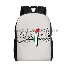 Backpack Palestine Arabic Calligraphy Name With Palestinian Flag Map Travel School Computer Bookbag College Student Daypack Bags