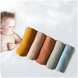 Blankets ZK30 Bamboo Cotton Wrapped Baby Blanket 120 120cm Soft Born Bath Gauze Swaddle Bag Sleeping Stroller Cover
