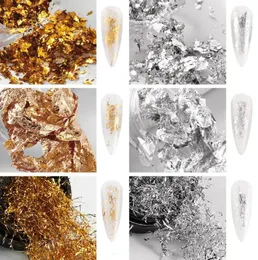 1 Box Glitter Aluminum Flakes Mirror Irregular Nail Foils Paper Gold Silver Nail Paillette Chrome Pigment Nails Art Decorations3876840