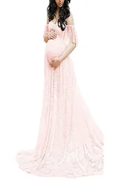 European and American Womens Clothing Lace Maternity Trailing Short Sleeve Long Dress Pography Flying Sleeves Dress 8919 plus 5990062