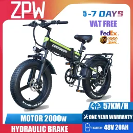 دراجة ZPW H20PRO البالغين Ebike 1000W 48V 20AH الدراجة الكهربائية جبل الثلج الدراجات النارية 20 بوصة طي الإطارات الدهون الدراجة الكهربائية